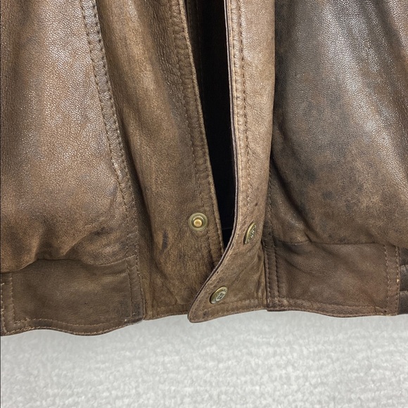 Vintage Columbia Brown Leather Bomber / Flight Jacket, Men’s Medium - Picture 3 of 17